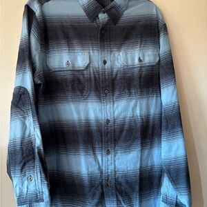 Men’s Orvis Blue and Black Plaid Casual Button Down Shirt